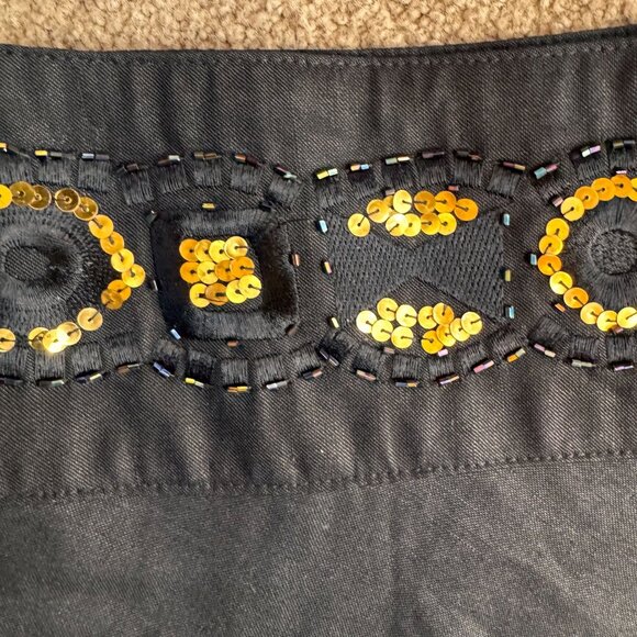 Lino USA Womens Black Maxi Skirt NEW Embroidered Hem Sequin Waist Detail 2X‎ - Picture 5 of 6